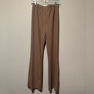 SHEIN Tan Ribbed Flared Knitwear